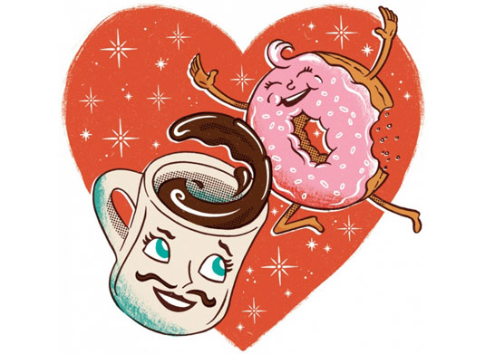 El ilustrador Joe Snow rindió tributo al Día de San Valentín con este dibujo.