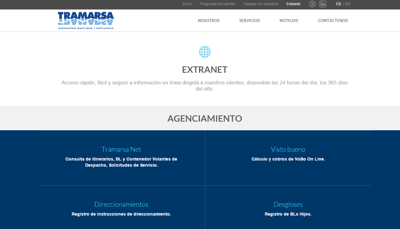 página-web-tramarsa-extranet